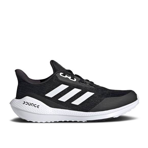 Adidas women’s or kids EQ21 RUN J BLACK WHITE sneakers Size 5 - Picture 1 of 9